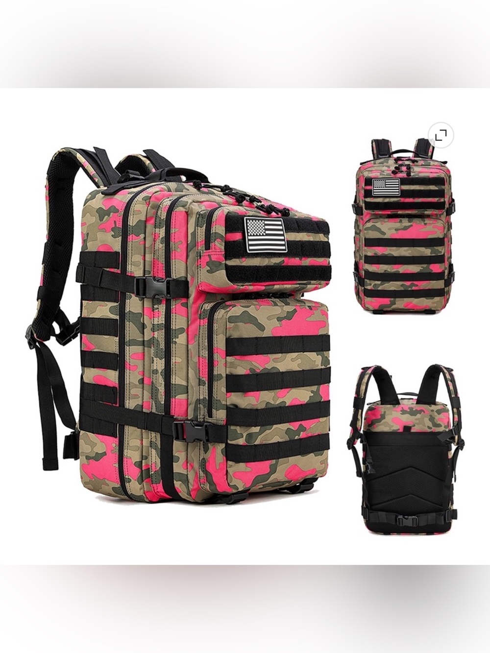 Tactical Camo Pink & Green Backpack - Men's Durable Daypack